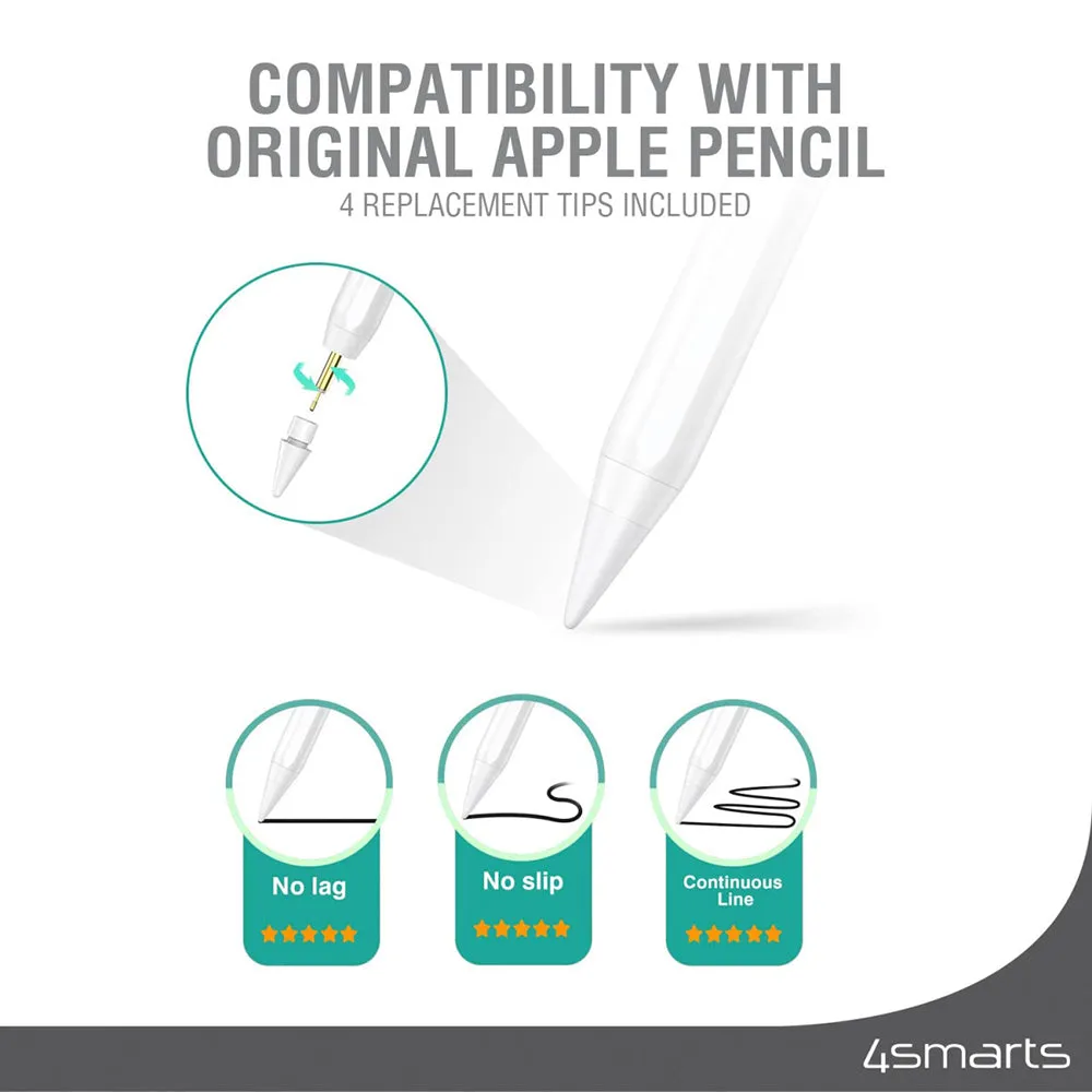 4smarts Apple Pencil Spidser (1.Gen / 2.Gen) - 4 Stk. - Hvid