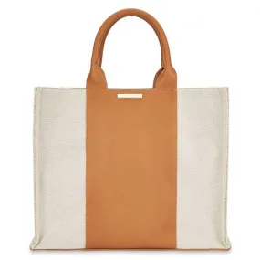 Amalfi Canvas Tote Bag in Cream and Light Brown