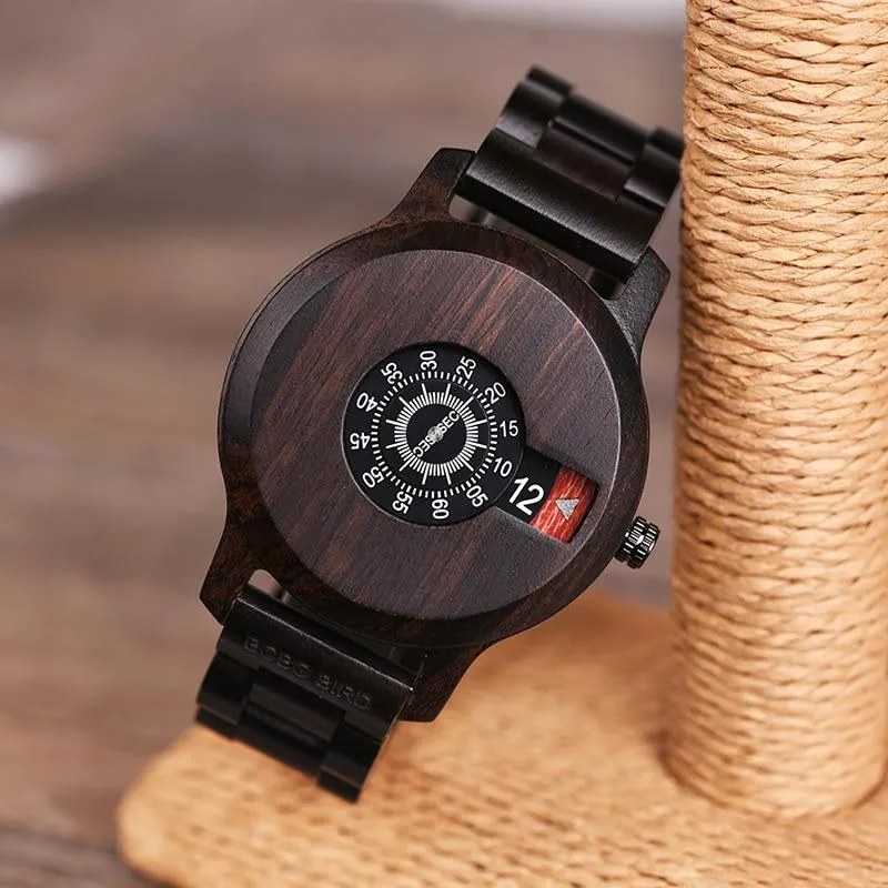 BBWood™ Men's Genuine Wooden Casual Fashion Quartz Ebony Wrist Wood Watch