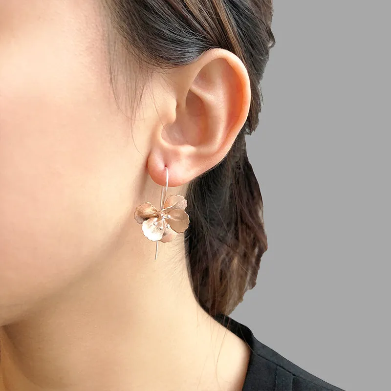 Big Eschscholzia Rose Gold Sterling Silver Pull-Thru earrings