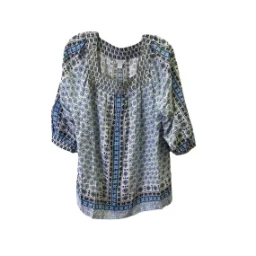 Blue & White Top 3/4 Sleeve By Intro, Size: Xl