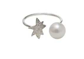 Coco De Mer Palm To Pearl Ring, Silver