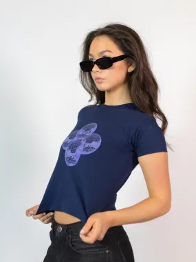 DISCO KUGLE (violet), BABY TEE - NAVY