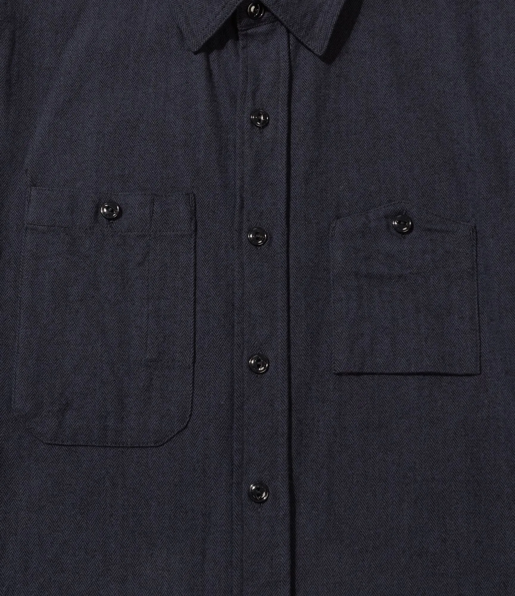 Engineered Garments Work Shirt -  Navy Cotton Herringbone Flannel