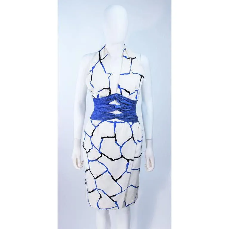 JACQUELINE DE RIBES Halter Dress w/ Snakeskin Belt | Size 4-6