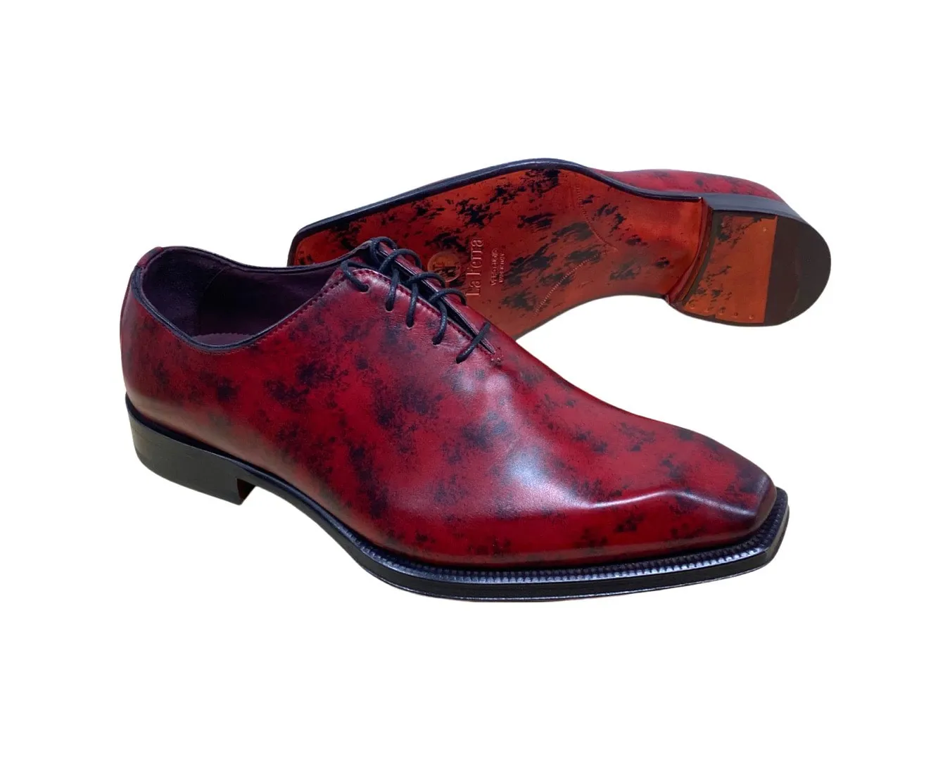 La Ferra Mens Wine/Blue Italian Shoe