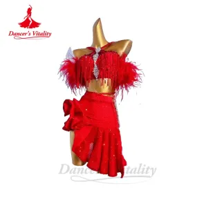 Latin Dance Dress for Women Custom Full AB Stones Rumba Chacha Tango Performance Clothing Adult Child Latin Dancing Dresses