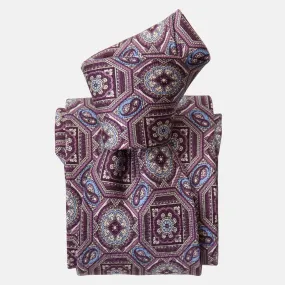 Mantova - Printed Silk Tie - Burgundy