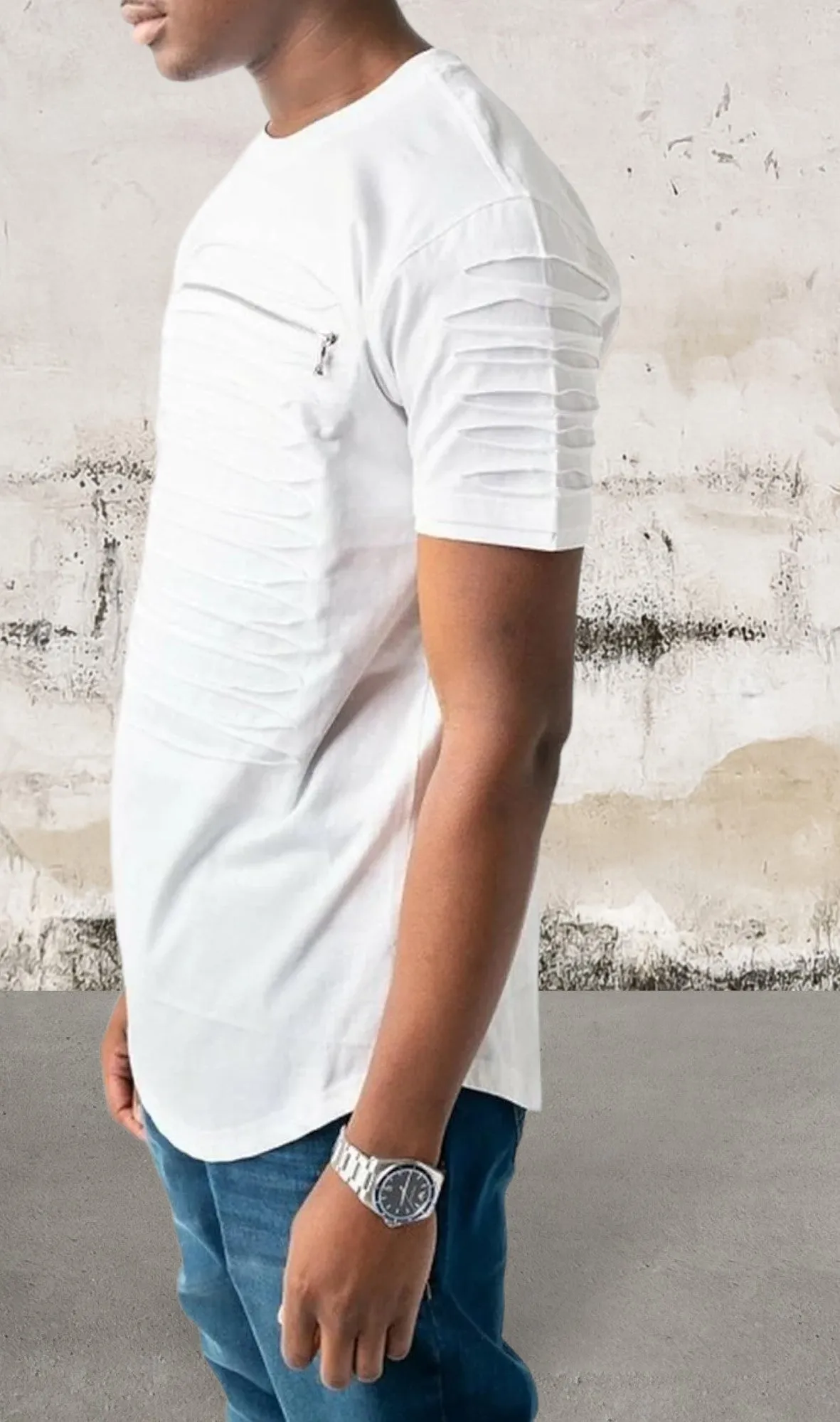 Men short sleeve razor slashed top