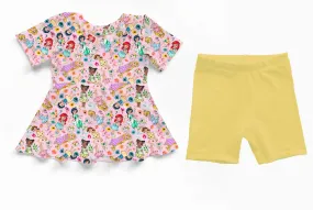 Most Wanted Little Princess - Bamboo Short Sleeve & Shorts Peplum Set