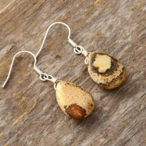 Nandhu Picture Jasper Drop Earrings