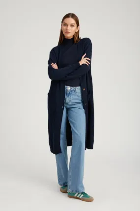 Navy Cashmere Long Cardigan