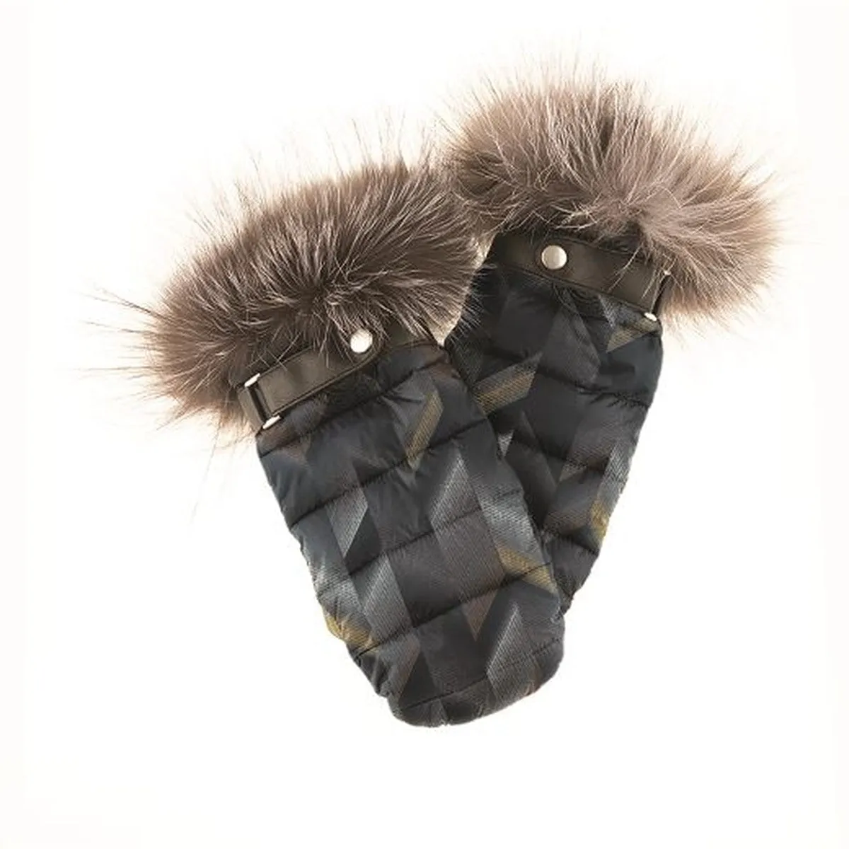 PUFFER MITTS WITH UPCYCLED FUR TRIM