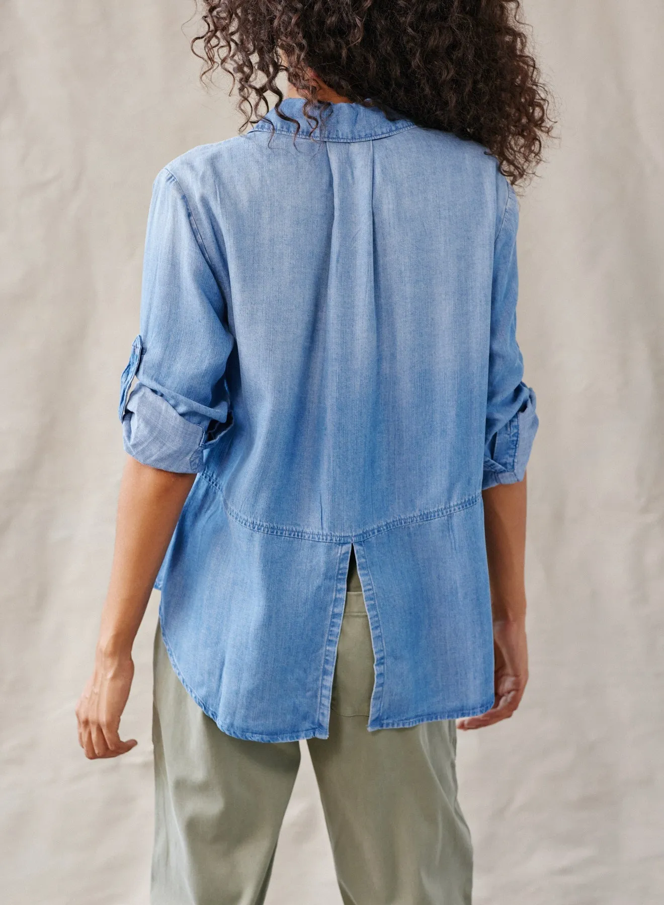 Split Back Button Down - Medium Ombre Wash