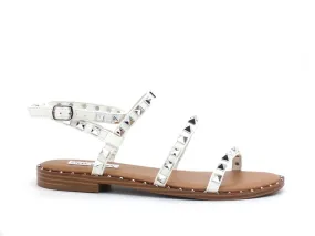 STEVE MADDEN Travel Gladiator Sandalo Borchie White TRAV02S1