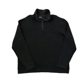 Vintage 90s Black Polo Ralph Lauren Quarter Zip Sweatshirt - Extra Large