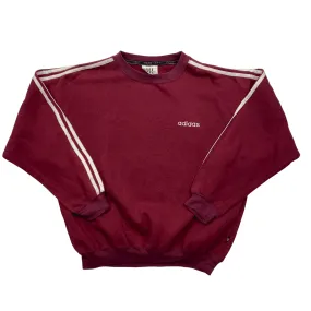 Vintage 90s Burgundy   White Adidas Spell-Out Sweatshirt - Small